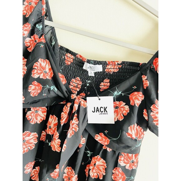 Jack By BB Dakota - Pretty in Poppies Floral Print Mini Dress Small NWT Black - Picture 3 of 4